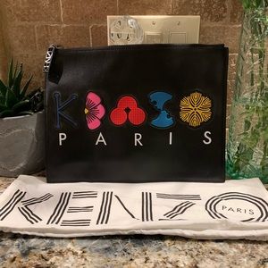 KENZO Paris zip leather clutch. Perfect Condition.